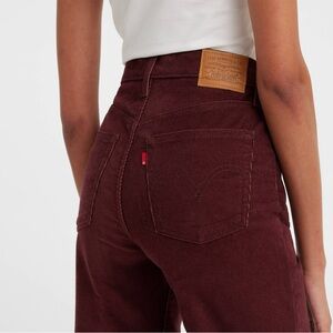 Levi’s Ribcage Straight Leg Red Burgundy Corduroy Pants 30 Waist